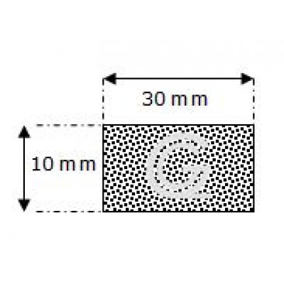 Rechthoekig mosrubber snoer | 10 x 30 mm | rol 25 meter